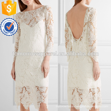 White Guipure Lace Midi Dress OEM/ODM Manufacture Wholesale Fashion Women Apparel (TA7111D)